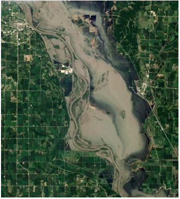 Satellite image of 2011 Missouri River floods