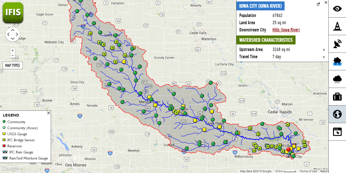 IFIS screenshot of watershed