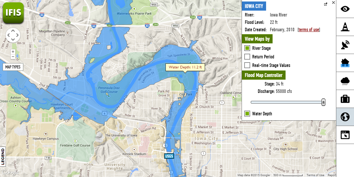 IFIS flood inundation map of a community
