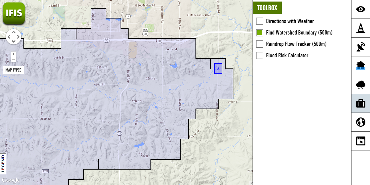 IFIS watershed delineation