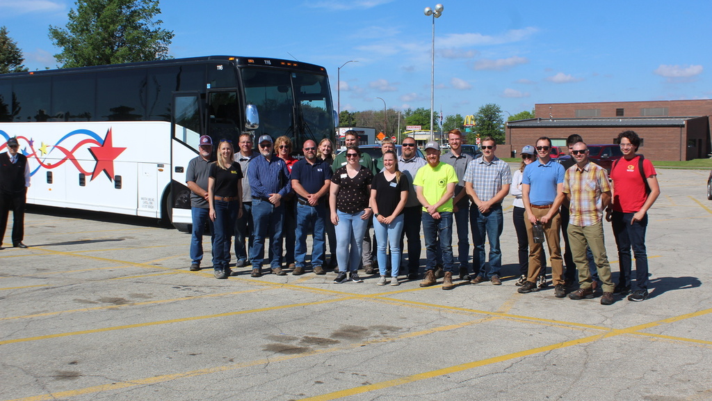 Group photo of Iowa Watershed Approach bus tour participants