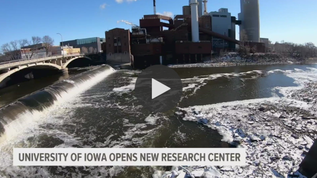 Screen shot from WQAD video showing the Iowa River