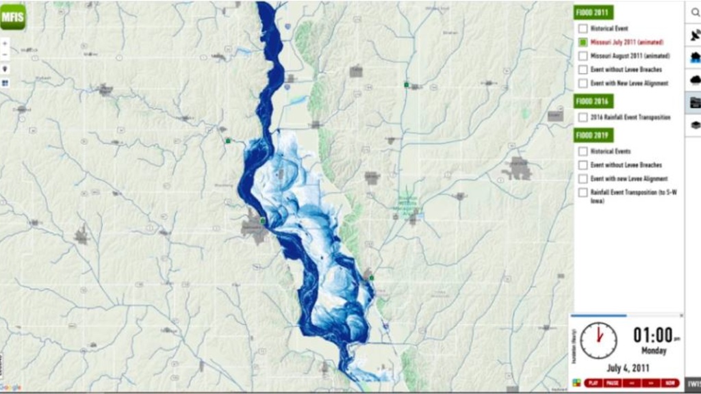 MRFIS animation shows the flood inundation during the July 2011 flood