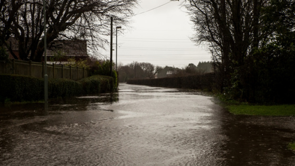 A flooded street