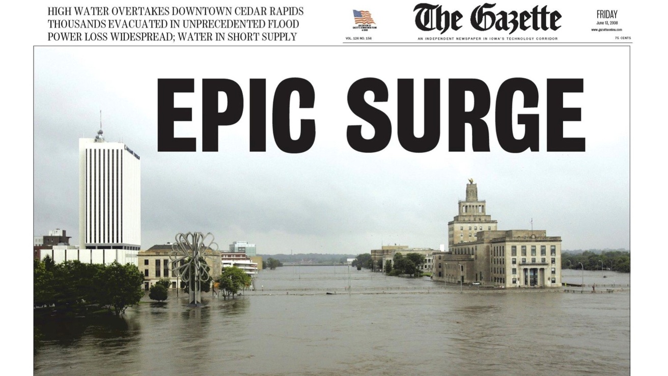 2008 flood newspaper headline 